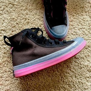 Stylish Black and Pink High-Top Sneakers